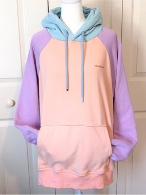 Spark Paws Cotton Candy Pullover Pastel Color Block Hoodie